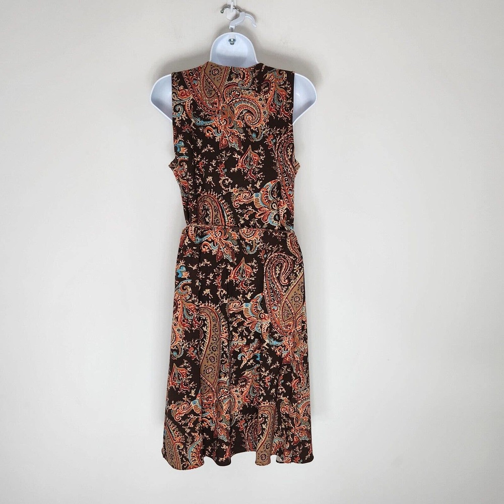 Lauren Ralph Lauren Paisley Print Faux Wrap Dress Sleeveless Belted Size PM - Picture 5 of 13